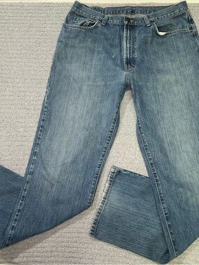 Vtg Polo Ralph Lauren Jeans 34x34 USA MADE Fabric Straight Leg Y2K Blue 2002 90s